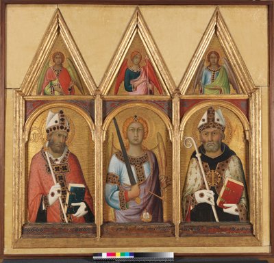St. Geminianus, tempera kolem 1319 se zlatem na detailu panelu z 58835 od Simone Martini