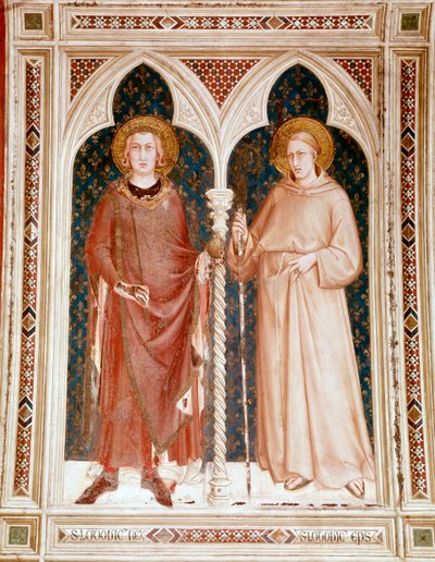 St. Louis IX a St. Louis of Anjou (Toulouse) (freska) od Simone Martini