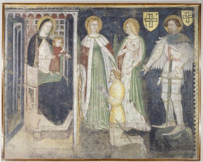 Madona s dítětem se svatou Kateřinou, svatou Uršulou, svatým Jiřím a patronem, Theodorikem z Churu od Simone da Corbetta