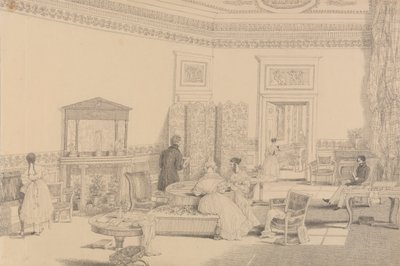 Album 30 pohledů v Tyrolsku a Itálii: Přijímací místnost, Casino Pecori 12. října 1841 od Sir Charles D