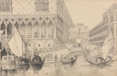 Album 30 pohledů v Tyrolsku a Itálii: Most vzdechů a část Dóžecího paláce 10. listopadu 1840 od Sir Charles D