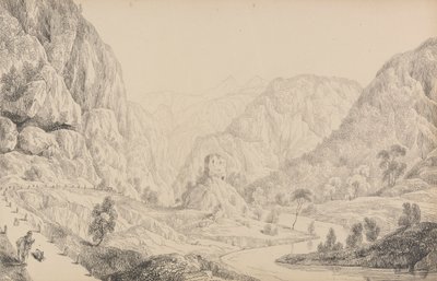 Album 30 pohledů v Tyrolsku a Itálii: Pohled na Eisak u Mittenwaldu, 27. října 1840 od Sir Charles D