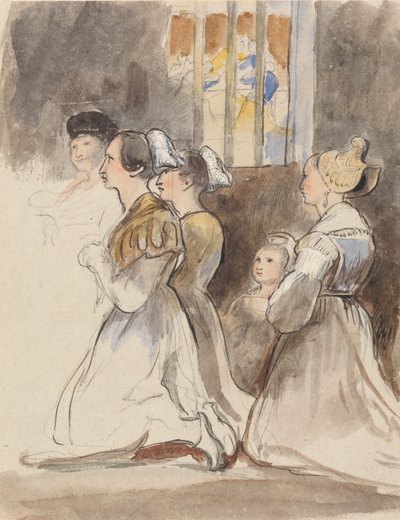 Skupina žen na mši od Sir David Wilkie