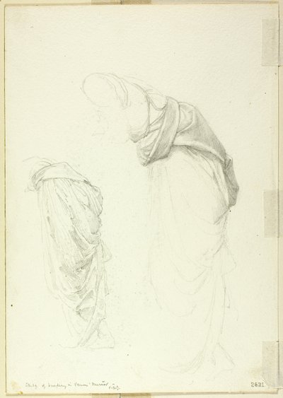 Drapery, dvě studie pro The Mirror of Venus od Sir Edward Burne Jones