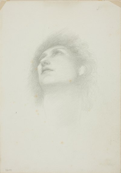 Hlava ženy s tváří vzhůru od Sir Edward Burne Jones