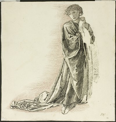 Klečící zahalená postava od Sir Edward Burne Jones