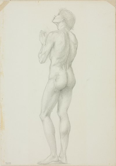 Stojící mužský akt s rukama sepjatýma v modlitbě od Sir Edward Burne Jones