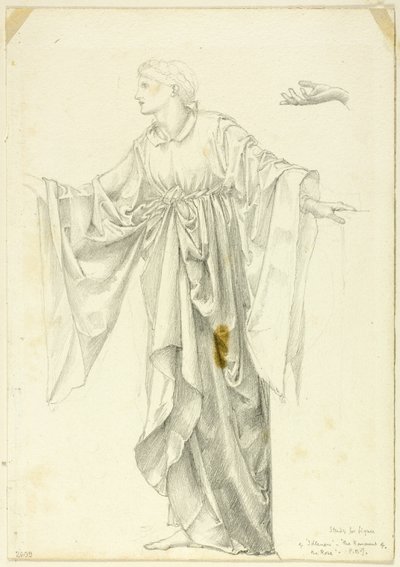 Studie k postavě "Nečinnost - Romantika růže od Sir Edward Burne Jones