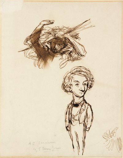 Karikatura Algernona Charles Swinburne, 1863 od Sir Edward Coley Burne Jones