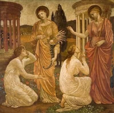 Cupid and Psyche - Palace Green Murals - Psyche ve svatyních Juno a Ceres, 1881. od Sir Edward Coley Burne Jones