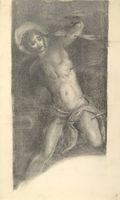 Studie Tintorettova svatého Šebestiána ve Scuola Grande di San Rocco, 1859 nebo 1862 od Sir Edward Coley Burne Jones