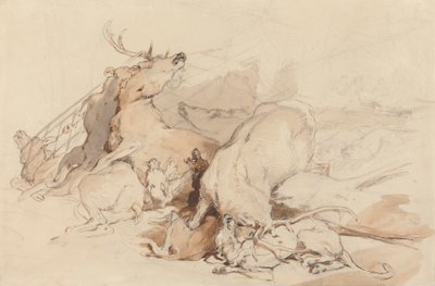 Psi a lovci útočící na jeleny od Sir Edwin Henry Landseer