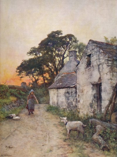 A Village Lane, Jižní Wales, konec 19.-začátek 20. století. od Sir Ernest Albert Waterlow