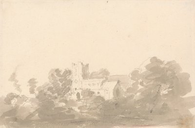 Kostel na stromech od Sir George Howland Beaumont seventh Baronet