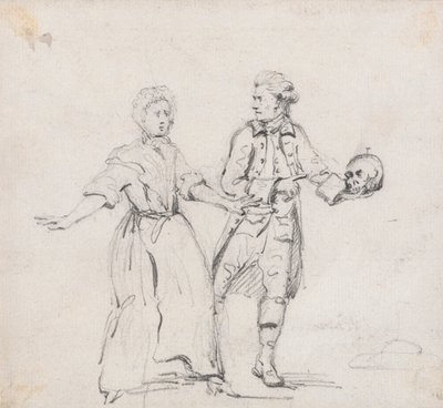 Dvě postavy s lebkou od Sir George Howland Beaumont seventh Baronet