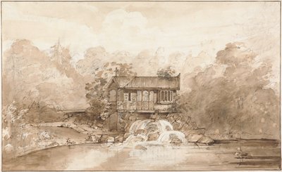 Design pro Hermitage, Virginia Water (pero a hnědý inkoust přes grafit s mytím na papíře) od Sir Jeffry Wyatville