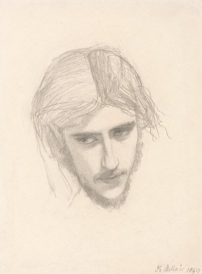 Studie pro hlavu Ferdinanda v "Ferdinand Lured by Ariel" od Sir John Everett Millais