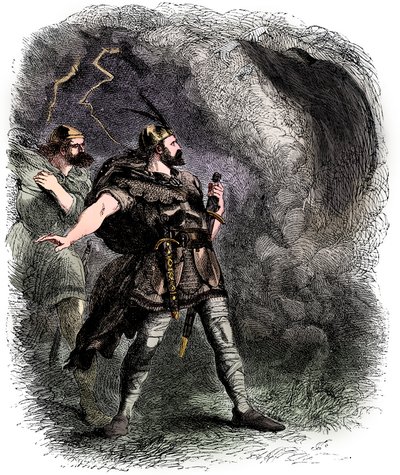 Macbeth a Banquo setkání se třemi čarodějnicemi, 1858 od Sir John Gilbert
