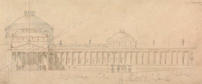Náčrt poloviční fasády královského paláce, Hyde Park, Londýn od Sir John Soane
