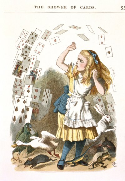 Sprcha karet. Ilustrace k Alence v říši divů od L. Carrolla, 1890 od Sir John Tenniel