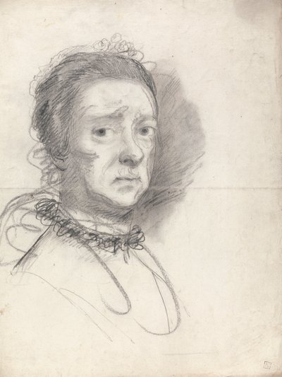 Hlava starší dámy; studie z Rafaelovy disputace od Sir Joshua Reynolds