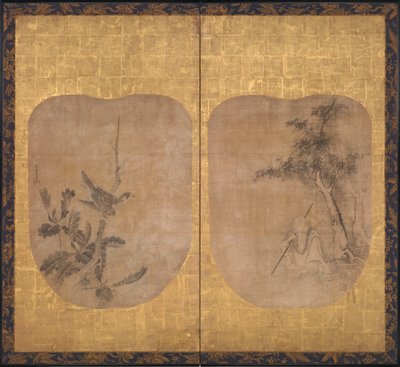Daoist Sage under a Tree a Hawk on a Branch, polovina 17. století. od Soga Nichokuan