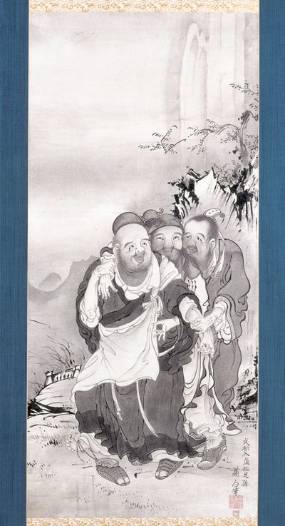The Three Laughers Of Tiger Ravine (inkoust na papíře) od Soga Shohaku