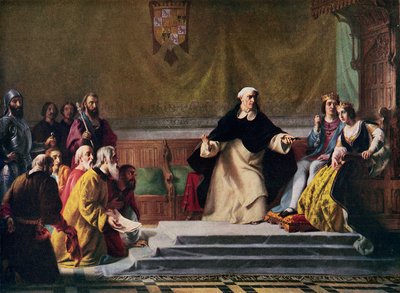 Vyhnání Židů ze Španělska, 1492, ilustrace k "Hutchinsonovým Dějinám národů", kolem roku 1915 od Solomon Alexander Hart
