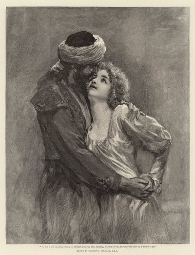 "Pak jsem opravdu Mesiáš," pomyslel si, zářil, a když se sklonil, poprvé poznal dotek ženských rtů. od Solomon Joseph Solomon