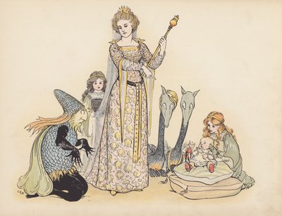 Ilustrace k Malým dvojčatům od S. Rosamond Praeger (barevná litografie) od Sophia Rosamond Praeger