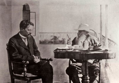 Lev Tolstoj a Anton Čechov, ruští autoři, 1902 od Sophia Andreevna Tolstaya