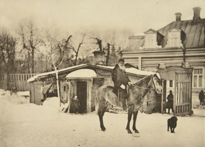 Ruský autor Lev Tolstoj na koni, Moskva, Rusko, 1900 od Sophia Andreevna Tolstaya