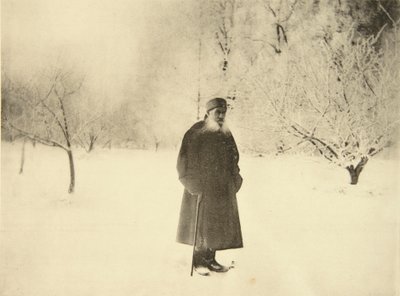 Ruský autor Leo Tolstoj na zimní procházce, 1900 od Sophia Andreevna Tolstaya
