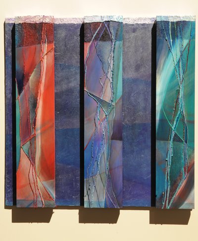 Mágové, 2007 (deska, pigment, stříbrné zlacení, textil, mramorový prach, textura, pryskyřice) od Sophie Hacker