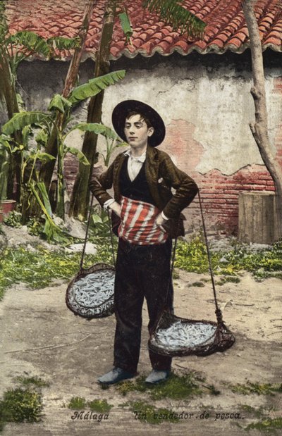 Prodavač ryb, Malaga, Španělsko (barevné foto) od Spanish Photographer