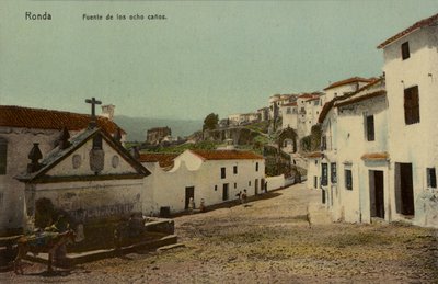 Fontána osmi chrličů, Ronda, Španělsko (kolorovaná fotografie) od Spanish Photographer