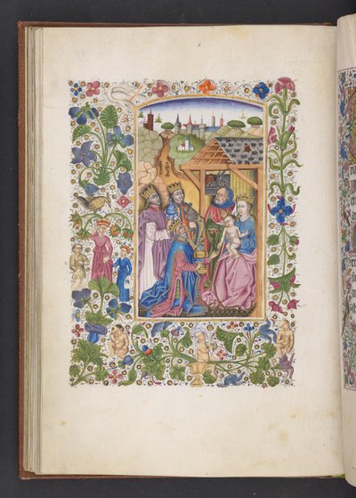 Přidejte MS 50004 f.37v Klanění tří králů z „Knihy hodin“ (inkoust, barva a zlato na pergamenu) od Spanish School