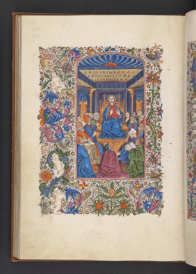 Přidejte MS 50004 f.53v Christ mezi doktory z „Knihy hodin“ (inkoust, barva a zlato na pergamenu) od Spanish School