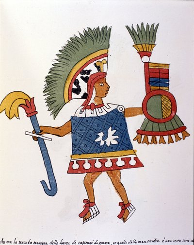 Aztécký válečník v Codex Vaticanus 3738 (Codex Vat. Rios). Faksimile rukopisu dominikána Pedra de los Rios, mezi 1570 a 1589, Bibl. Vatikán. od Spanish School