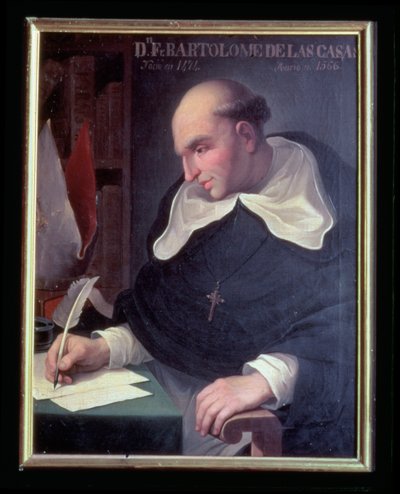 Bartholeme de Las Casas (1474-1566) (olej na panelu) (viz také 129762) od Spanish School