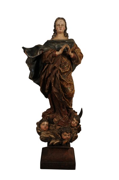 Vyřezávaná dřevěná socha Madony Neposkvrněného početí, Španělsko, kolem roku 1750 (dřevo) od Spanish School