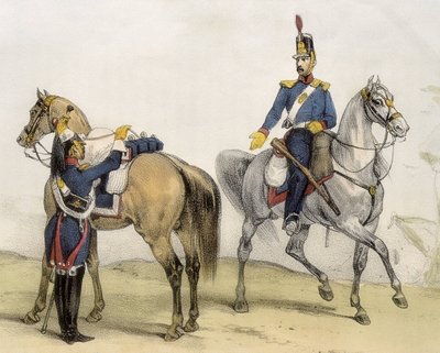DE SOTTO, Serafin Maria, hrabě z Clonardu (1793 - 1862). Historia organica de las armas de Infanteria y Caballeria espanolas. 1851 - 1859. Kavalerie za vlády Ferdinanda VII. španělského. Voják liniového jezdectva a lehké kavalerie (1824-1834). Engr od Spanish School