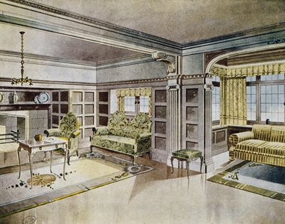 Design obývacích pokojů, cca 1900, Španělsko, 20. století od Spanish School