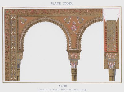Podrobnosti o Arches, Hall of the Abencerranges (barevné lito) od Spanish School