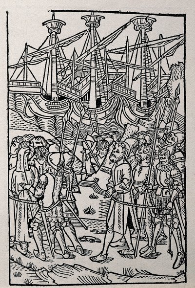Rytina do historie Vespasiana, vytištěná v roce 1495 v Zaragoze (čb ilustrace) od Spanish School