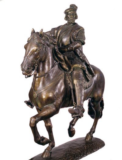 Jezdecký portrét Hernana Cortese (nebo Corteze) (1485-1547), španělského dobyvatele. Anonymní bronzová plastika z 16. století. Muzeum Armee, Madrid od Spanish School