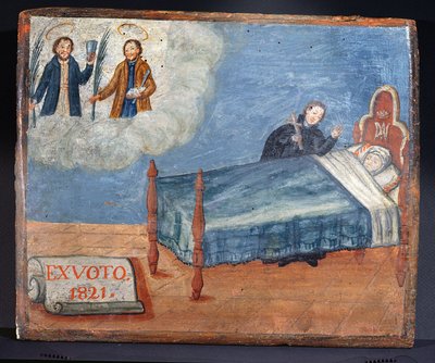 Ex Voto věnované SS. Kosmas a Damian ve vděčnosti za uzdravení nemocné ženy, 1821 od Spanish School