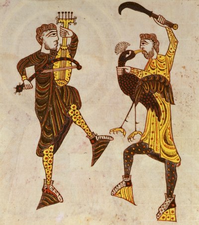 F.86 Tančící dva muži, z Beatus Apocalypse ze Santo Domingo de Silos od Spanish School