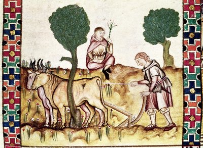 Fol.237r Farmář učící svého syna orat pole od Spanish School