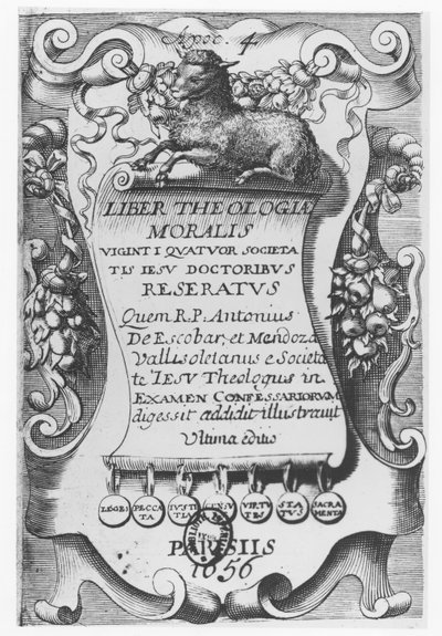 Frontispis pro Liber Theologiae Moralis, Antonio Escobar y Mendoza, 1656 od Spanish School